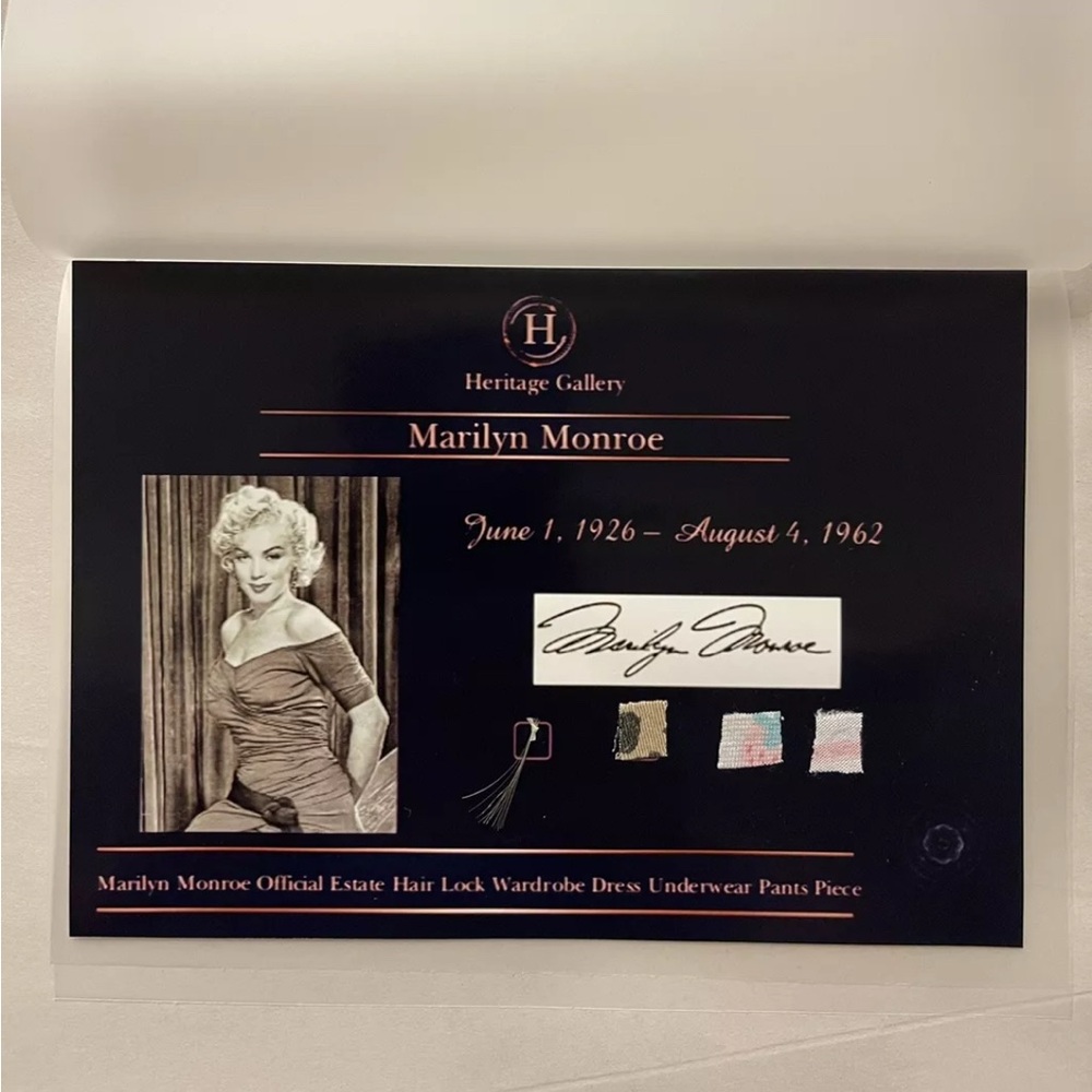 Marilyn Monroe Hair Lock And Wardrobe Dress, Shirt, Pants Pieces Authenticated